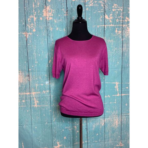 Cruciani Fuchsia short sleeves sweater top size small - Picture 9 of 10